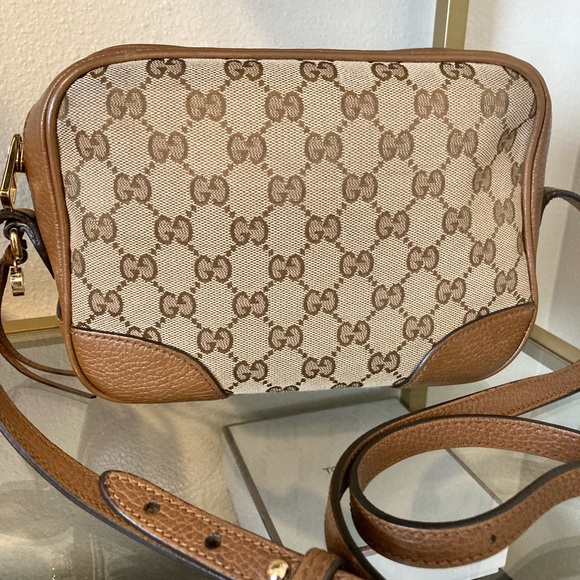 Gucci Bree Beige and Brown GG Canvas Crossbody Bag - Picture 1 of 15